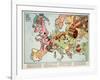 Satirical Map - Hark! Hark! the Dogs Do Bark! 1914-Walter Emanuel-Framed Giclee Print