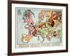 Satirical Map - Hark! Hark! the Dogs Do Bark! 1914-Walter Emanuel-Framed Giclee Print