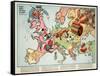 Satirical Map - Hark! Hark! the Dogs Do Bark! 1914-Walter Emanuel-Framed Stretched Canvas