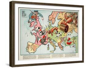 Satirical Map - Hark! Hark! the Dogs Do Bark! 1914-Walter Emanuel-Framed Giclee Print