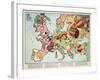 Satirical Map - Hark! Hark! the Dogs Do Bark! 1914-Walter Emanuel-Framed Giclee Print