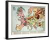 Satirical Map - Hark! Hark! the Dogs Do Bark! 1914-Walter Emanuel-Framed Giclee Print