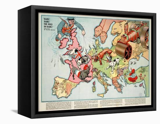 Satirical Map - Hark! Hark! the Dogs Do Bark! 1914-Walter Emanuel-Framed Stretched Canvas