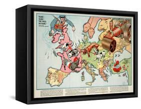 Satirical Map - Hark! Hark! the Dogs Do Bark! 1914-Walter Emanuel-Framed Stretched Canvas