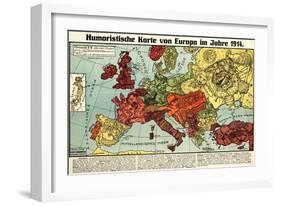 Satirical Map - Humoristische Karte Von Europa Im Jahre 1914-K. Lehmann-Dumont-Framed Giclee Print