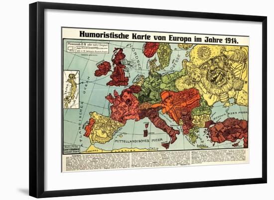 Satirical Map - Humoristische Karte Von Europa Im Jahre 1914-K. Lehmann-Dumont-Framed Giclee Print