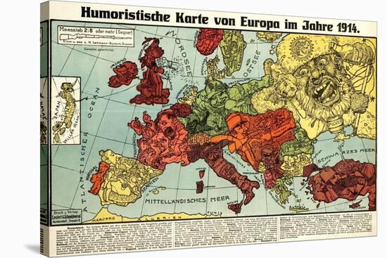Satirical Map - Humoristische Karte Von Europa Im Jahre 1914-K. Lehmann-Dumont-Stretched Canvas
