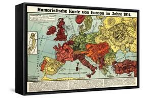 Satirical Map - Humoristische Karte Von Europa Im Jahre 1914-K. Lehmann-Dumont-Framed Stretched Canvas