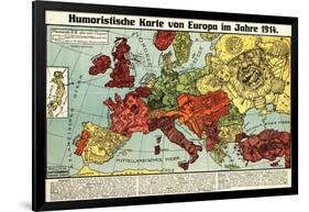 Satirical Map - Humoristische Karte Von Europa Im Jahre 1914-K. Lehmann-Dumont-Framed Giclee Print