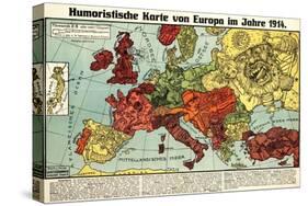 Satirical Map - Humoristische Karte Von Europa Im Jahre 1914-K. Lehmann-Dumont-Stretched Canvas