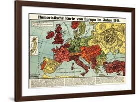 Satirical Map - Humoristische Karte Von Europa Im Jahre 1914-K. Lehmann-Dumont-Framed Giclee Print