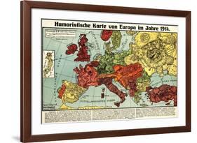 Satirical Map - Humoristische Karte Von Europa Im Jahre 1914-K. Lehmann-Dumont-Framed Giclee Print