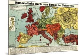 Satirical Map - Humoristische Karte Von Europa Im Jahre 1914-K. Lehmann-Dumont-Mounted Giclee Print