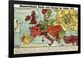 Satirical Map - Humoristische Karte Von Europa Im Jahre 1914-K. Lehmann-Dumont-Framed Giclee Print