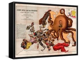 Satirical Map - John Bull and His Friends a Serio-Comic Map of Europe-Fred W Rose-Framed Stretched Canvas