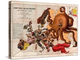 Satirical Map - John Bull and His Friends a Serio-Comic Map of Europe-Fred W Rose-Stretched Canvas