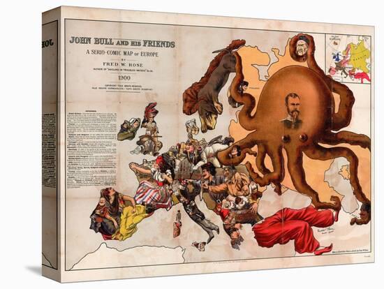 Satirical Map - John Bull and His Friends a Serio-Comic Map of Europe-Fred W Rose-Stretched Canvas