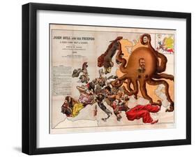 Satirical Map - John Bull and His Friends a Serio-Comic Map of Europe-Fred W Rose-Framed Giclee Print