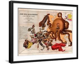 Satirical Map - John Bull and His Friends a Serio-Comic Map of Europe-Fred W Rose-Framed Giclee Print