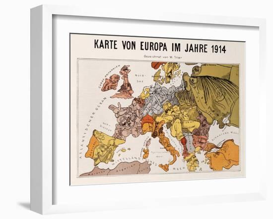 Satirical Map - Karte Von Europa Im Jahre 1914-W. Trier-Framed Giclee Print