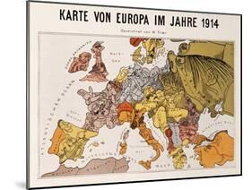 Satirical Map - Karte Von Europa Im Jahre 1914-W. Trier-Mounted Giclee Print