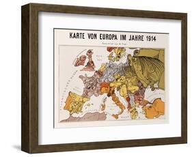 Satirical Map - Karte Von Europa Im Jahre 1914-W. Trier-Framed Giclee Print