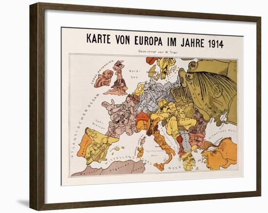 Satirical Map - Karte Von Europa Im Jahre 1914-W. Trier-Framed Giclee Print