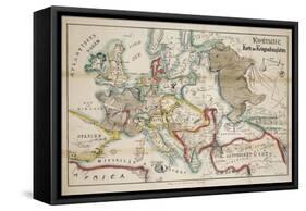 Satirical Map - Komische Karte des Kriegsschauplatzes-null-Framed Stretched Canvas