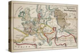 Satirical Map - Komische Karte des Kriegsschauplatzes-null-Stretched Canvas