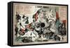 Satirical Map - The European Animal - Comical Physiology-A. Belloquet-Framed Stretched Canvas