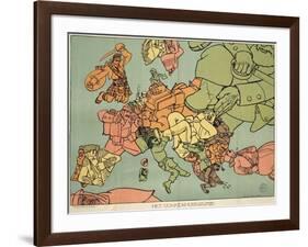 Satirical Map - The Insane Asylum-Louis Raemaekers-Framed Giclee Print