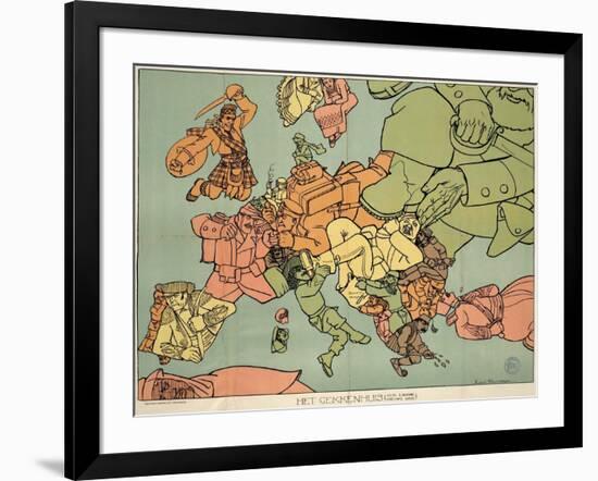 Satirical Map - The Insane Asylum-Louis Raemaekers-Framed Giclee Print