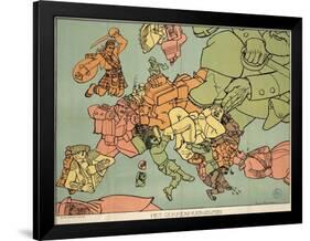 Satirical Map - The Insane Asylum-Louis Raemaekers-Framed Giclee Print