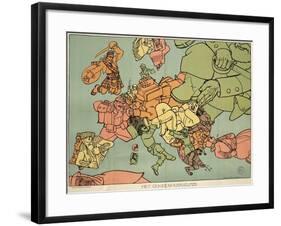 Satirical Map - The Insane Asylum-Louis Raemaekers-Framed Giclee Print