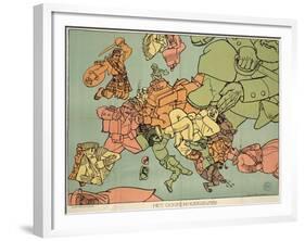 Satirical Map - The Insane Asylum-Louis Raemaekers-Framed Giclee Print