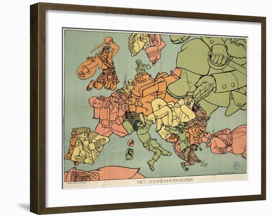 Satirical Map - The Insane Asylum-Louis Raemaekers-Framed Giclee Print