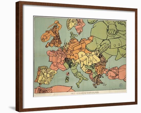 Satirical Map - The Insane Asylum-Louis Raemaekers-Framed Giclee Print