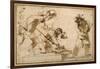 Satirical Subject with Characters from the Commedia Dell'Arte-Guercino (Giovanni Francesco Barbieri)-Framed Giclee Print