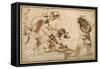 Satirical Subject with Characters from the Commedia Dell'Arte-Guercino (Giovanni Francesco Barbieri)-Framed Stretched Canvas