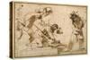 Satirical Subject with Characters from the Commedia Dell'Arte-Guercino (Giovanni Francesco Barbieri)-Stretched Canvas