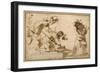 Satirical Subject with Characters from the Commedia Dell'Arte-Guercino (Giovanni Francesco Barbieri)-Framed Giclee Print