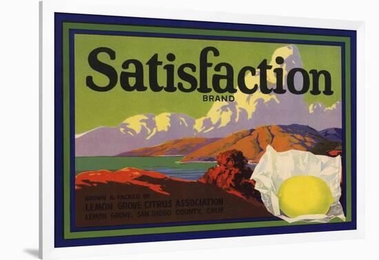 Satisfaction Brand - Lemon Grove, California - Citrus Crate Label-Lantern Press-Framed Art Print