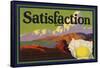 Satisfaction Brand - Lemon Grove, California - Citrus Crate Label-Lantern Press-Framed Stretched Canvas