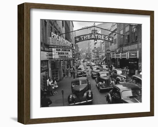 Saturday Afternoon Street Scene in Welch, the County Seat of Mcdowell County, West Virginia-null-Framed Photo