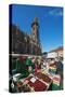 Saturday Market, Freiburg Cathedral, Freiburg, Baden-Wurttemberg, Germany, Europe-Christian Kober-Stretched Canvas