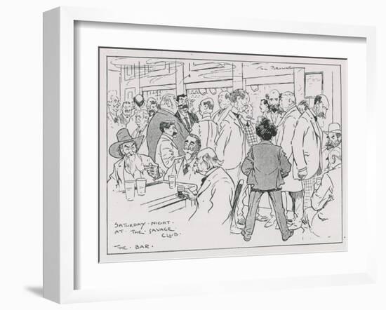 Saturday Night at the Savage Club Bar-Tom Browne-Framed Giclee Print