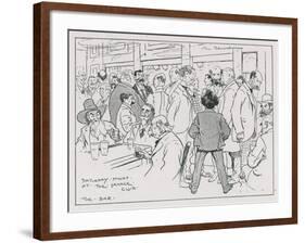 Saturday Night at the Savage Club Bar-Tom Browne-Framed Giclee Print