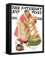 "Saturday Night Bath," Saturday Evening Post Cover, September 24, 1932-Joseph Christian Leyendecker-Framed Stretched Canvas