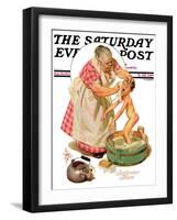 "Saturday Night Bath," Saturday Evening Post Cover, September 24, 1932-Joseph Christian Leyendecker-Framed Giclee Print