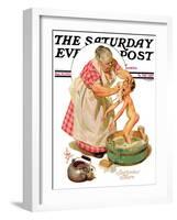 "Saturday Night Bath," Saturday Evening Post Cover, September 24, 1932-Joseph Christian Leyendecker-Framed Giclee Print